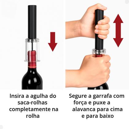 Imagem de KIT 2 Saca Rolha Abridor Garrafa Vinho Por Sucção Bomba Ar