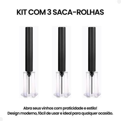 Imagem de KIT 2 Saca Rolha Abridor Garrafa Vinho Por Sucção Bomba Ar