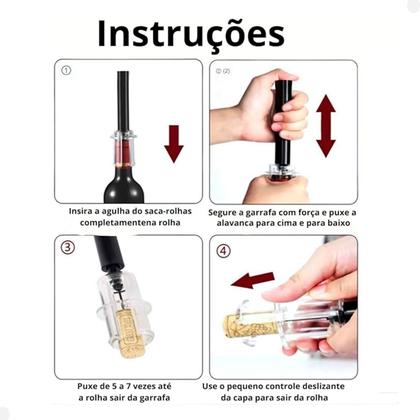 Imagem de KIT 2 Saca Rolha Abridor Garrafa Vinho Por Sucção Bomba Ar