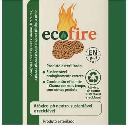 Imagem de Kit 2 Sacos 10KG ecofire Pellet Lareira Para Fogueira Forno De Pizzaria Combustível