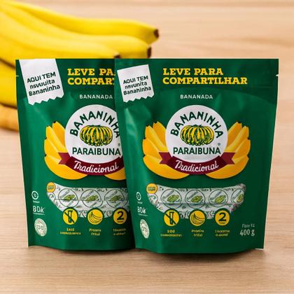 Imagem de Kit 2 Sacos Bananinha Tradicional Paraibuna 400g  Receita Clássica e Sabor Natural
