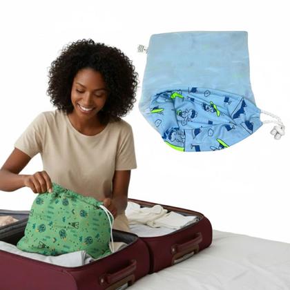 Imagem de Kit 2 Sacos Impermeável Roupas Sujas Urso/Surf Bebê Infantil