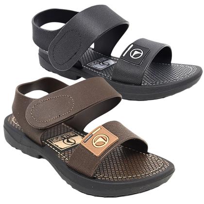 Imagem de Kit 2 Sandálias Delta Papete Infantil Masculino Antiderrapante Escola Menino Preto e Marrom 