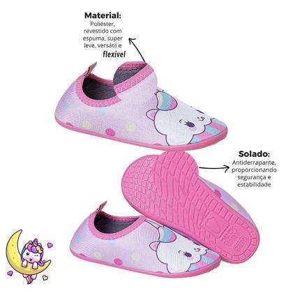 Imagem de Kit 2 Sapatilha infantil meninas aquatica antiderrapante piscina, calçado infantil antiderrapante, seguro, macio e confortável