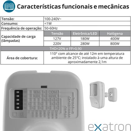 Imagem de Kit 2 Sensor Presença Parede Fotocelula Articulavel Frontal