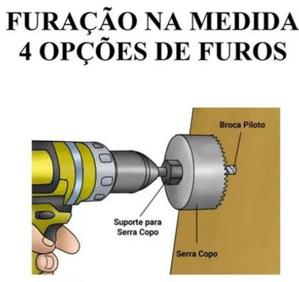 Imagem de Kit 2 Serra Copo Diamantada 30/53mm + Haste E Pino Guia Perfurar Porcelanato Parede Piso Concreto