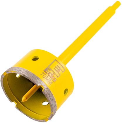 Imagem de Kit 2 Serra Copo Diamantada 70Mm Com Haste Pino Profissional