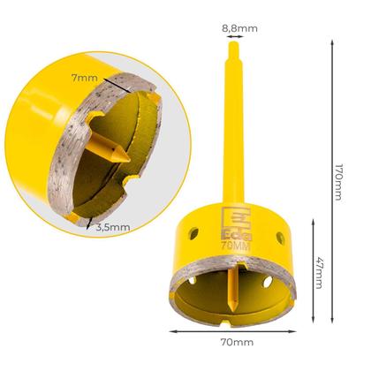 Imagem de Kit 2 Serra Copo Diamantada 70Mm Com Haste Pino Profissional