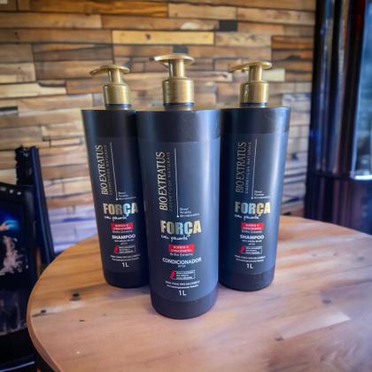Imagem de Kit 2 Shampoo 1 Condicionador Força com Pimenta 1L Bio Extratus