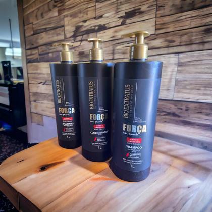 Imagem de Kit 2 Shampoo 1 Condicionador Força com Pimenta 1L Bio Extratus