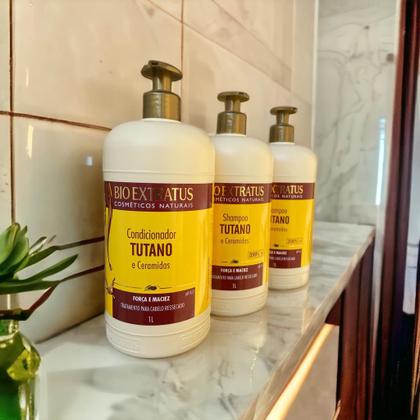 Imagem de kit 2 Shampoo 1 Condicionador Força e Maciez Tutano 1L Bio Extratus