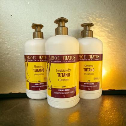 Imagem de kit 2 Shampoo 1 Condicionador Força e Maciez Tutano 1L Bio Extratus