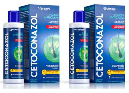 Imagem de Kit 2 Shampoo Anticaspa Cetoconazol Prevent 100ml