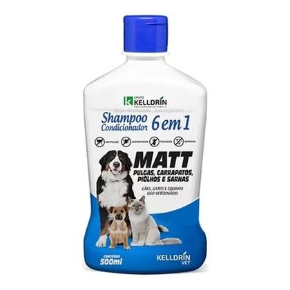 Imagem de Kit 2 Shampoo E Condicionador 6 Em 1 500 ML Matt Pulgas Carrapatos Piolhos Sarnas Animais Kelldin