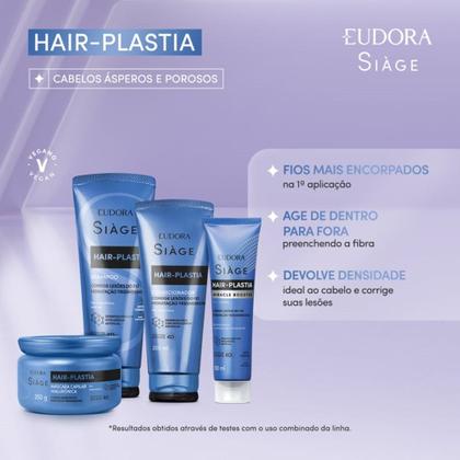 Imagem de Kit 2 Shampoo Hair Plastia Plástica dos Fios Hidratação Capilar 250ml Eudora Siàge