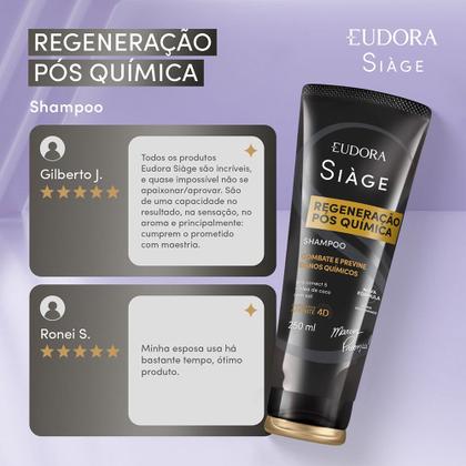 Imagem de Kit 2 Shampoo Reconstrução Regeneração Pós Química Reparação Óleo de Coco 250ml Eudora Siàge