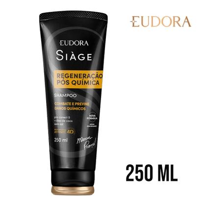 Imagem de Kit 2 Shampoo Reconstrução Regeneração Pós Química Reparação Óleo de Coco 250ml Eudora Siàge