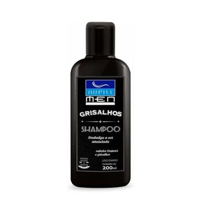 Imagem de Kit 2 Shampoos Masculino Cabelos Brancos e Grisalhos Nautraliza cor Amarelada Nupill 200ml