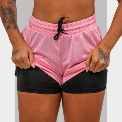 Imagem de Kit 2 Short 2 em 1 Feminino Dryfit Academia Bermuda Dupla Para Treino Caminhada e Outros Esportes