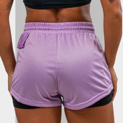Imagem de Kit 2 Short 2 em 1 Feminino Dryfit Academia Bermuda Dupla Para Treino Caminhada e Outros Esportes