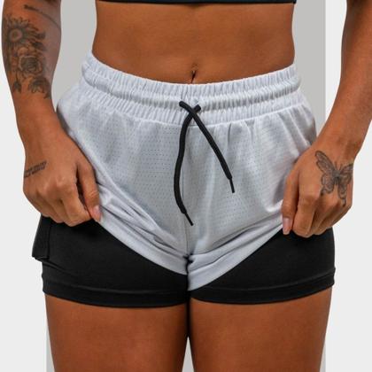 Imagem de Kit 2 Short 2 em 1 Feminino Dryfit Academia Bermuda Dupla Para Treino Caminhada e Outros Esportes