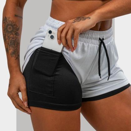 Imagem de Kit 2 Short 2 em 1 Feminino Dryfit Academia Bermuda Dupla Para Treino Caminhada e Outros Esportes