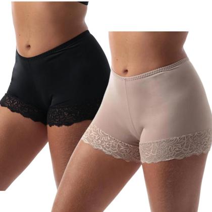 Imagem de Kit 2 Short Anágua Segunda Pele Feminina Com Renda Adulta Usar Debaixo Do Vestido Sem Marcar Shortinho Curto