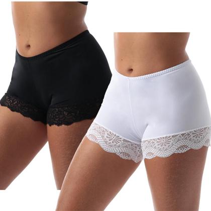 Imagem de Kit 2 Short Anágua Segunda Pele Feminina Com Renda Adulta Usar Debaixo Do Vestido Sem Marcar Shortinho Curto