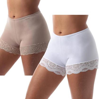 Imagem de Kit 2 Short Anágua Segunda Pele Feminina Com Renda Adulta Usar Debaixo Do Vestido Sem Marcar Shortinho Curto