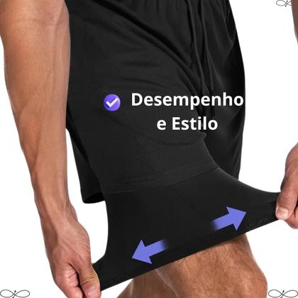 Imagem de Kit 2 Short Bermuda 2 Em 1 Short Duplo Esportivo academia proteção uv+