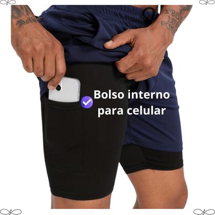 Imagem de Kit 2 Short Bermuda 2 Em 1 Short Duplo Esportivo academia proteção uv+