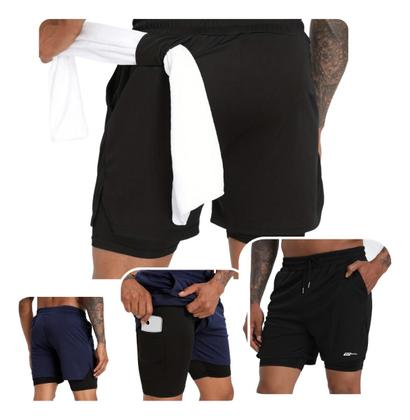 Imagem de Kit 2 Short Bermuda 2 Em 1 Short Duplo Esportivo academia proteção uv+