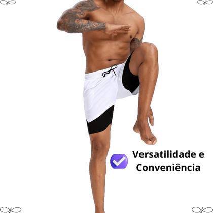 Imagem de Kit 2 Short Bermuda 2 Em 1 Short Duplo Esportivo academia proteção uv+