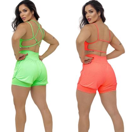 Imagem de Kit 2 Short Duplo Fitness Academia Feminino Treino Caminhada