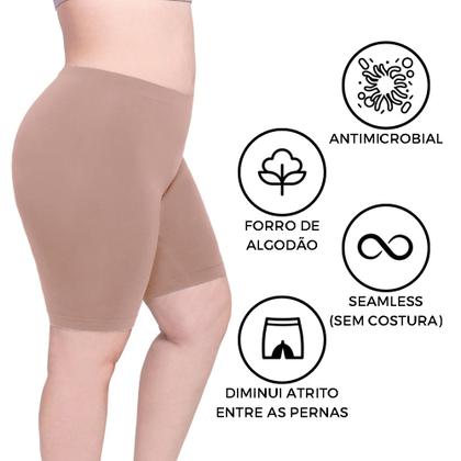 Imagem de Kit 2 Short Loba Modelador Plus Size Feminino Sem Costura Com Fundilho Básico Liso Original