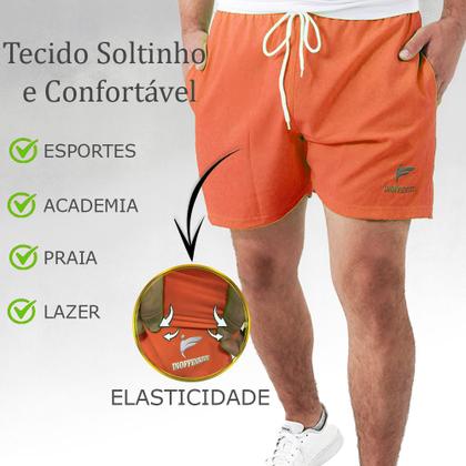 Imagem de Kit 2 Short Mauricinho Masculino Praia Liso Cor Laranja Neon Calção De Verão