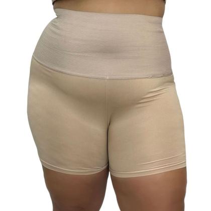 Imagem de KIT 2 Short Modelador Plus Size Anágua Cinta de Compressão Cós Alto - c8 KIT 2 ANDREIA PRETO E BEGE