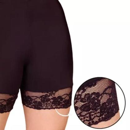 Imagem de Kit 2 Short Plus Size Anagua Segunda Pele Feminino Com Renda Não Marca Bermuda Usar De Baixo Roupas