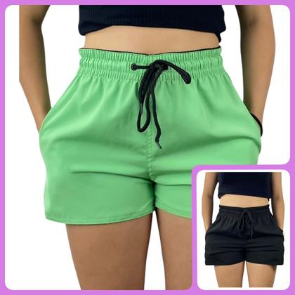 Imagem de kit 2 short tactel elastano feminina adulto praia treino secagem rapido