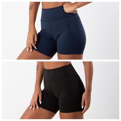 Imagem de kit 2 Shortinhos cintura alta Curto Feminino Fitness Academia Liso