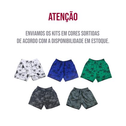 Imagem de KIT 2 Shorts Bermuda  COQUEIRO 1 Tactel Praia Masculina 1083