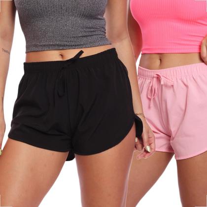 Imagem de Kit 2 Shorts Feminino Tactel Moda Praia Piscina Verão Adulto