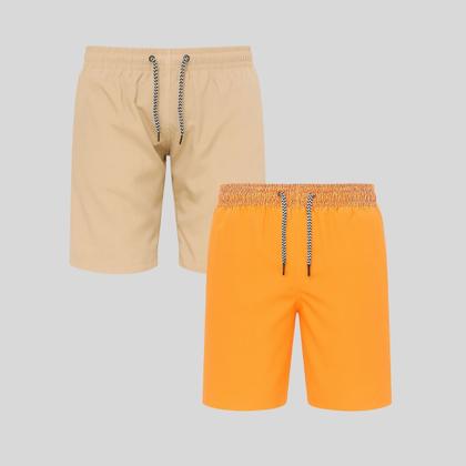 Imagem de Kit 2 Shorts Infantil Tactel Masculino com Cós Elástico e Cordão Conforto e Estilo para o Dia a Dia
