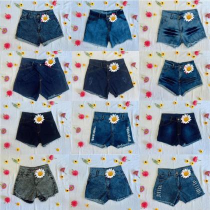 Imagem de Kit 2 Shorts Jeans Feminino Cintura Alta Diversos Modelos
