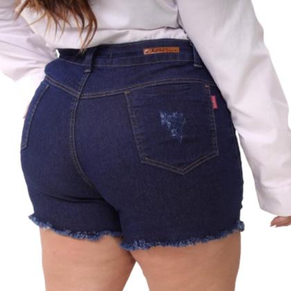 Imagem de KIT 2 Shorts Jeans Plus Size Feminino com lycra desfiado Cintura Alta