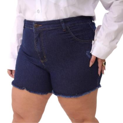 Imagem de KIT 2 Shorts Jeans Plus Size Feminino com lycra desfiado Cintura Alta