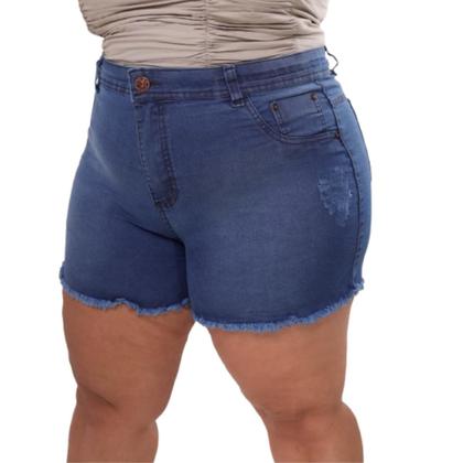 Imagem de KIT 2 Shorts Jeans Plus Size Feminino com lycra desfiado Cintura Alta