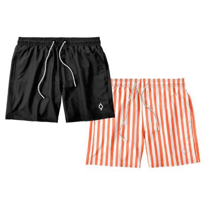 Imagem de Kit 2 Shorts Resina Bermuda Tactel Liso e Estampado Masculino Mauricinho