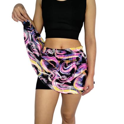 Imagem de Kit 2 Shorts Saias Femininos Godê Elástico Estampas Sortidas Suplex PP ao Plus Size