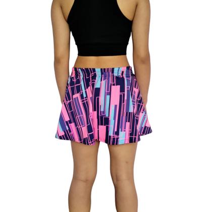 Imagem de Kit 2 Shorts Saias Femininos Godê Elástico Estampas Sortidas Suplex PP ao Plus Size